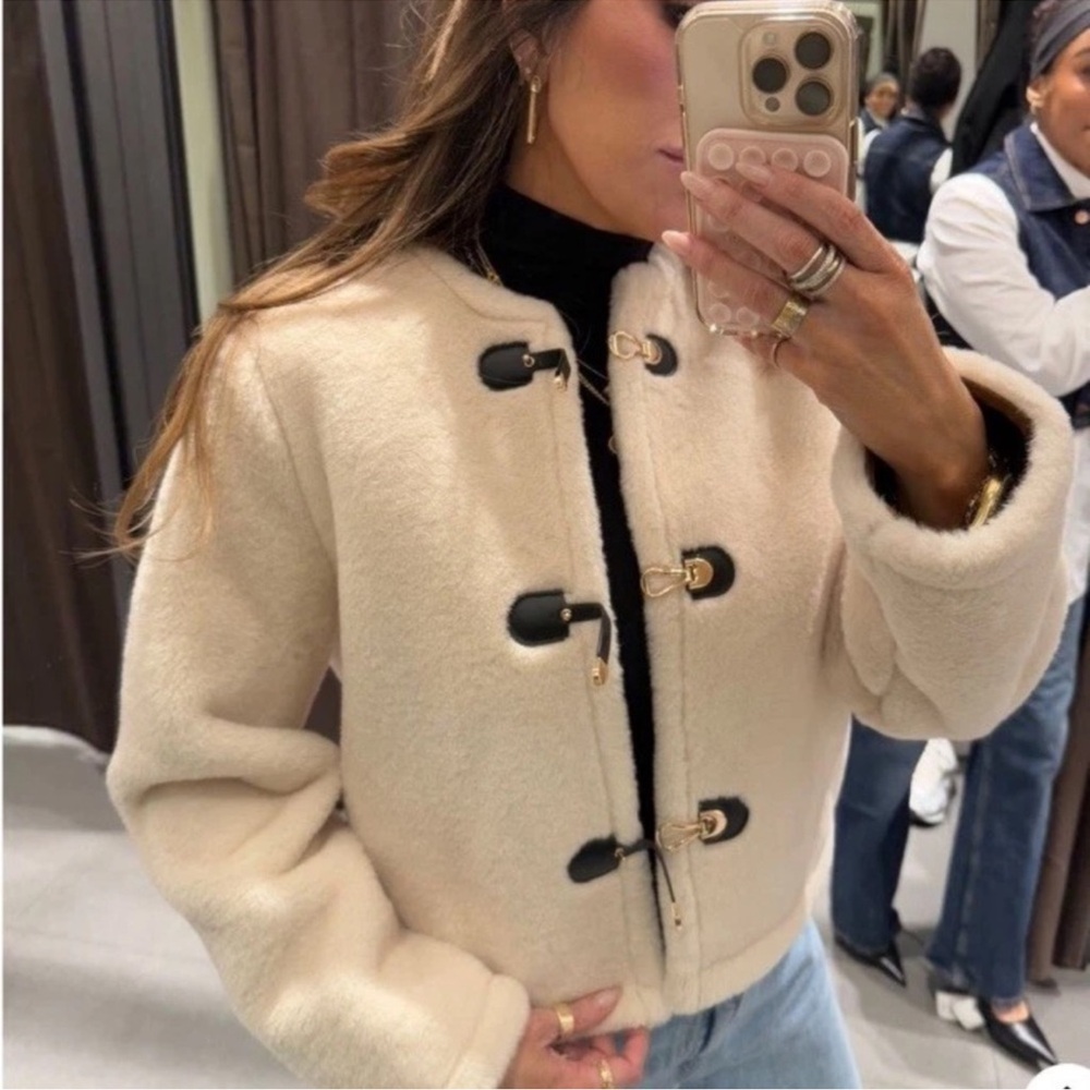 Zara DOUBLE-FACED TOGGLE JACKET - Picture 11 of 15